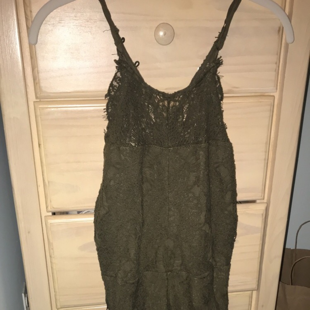 Army green lacey dress